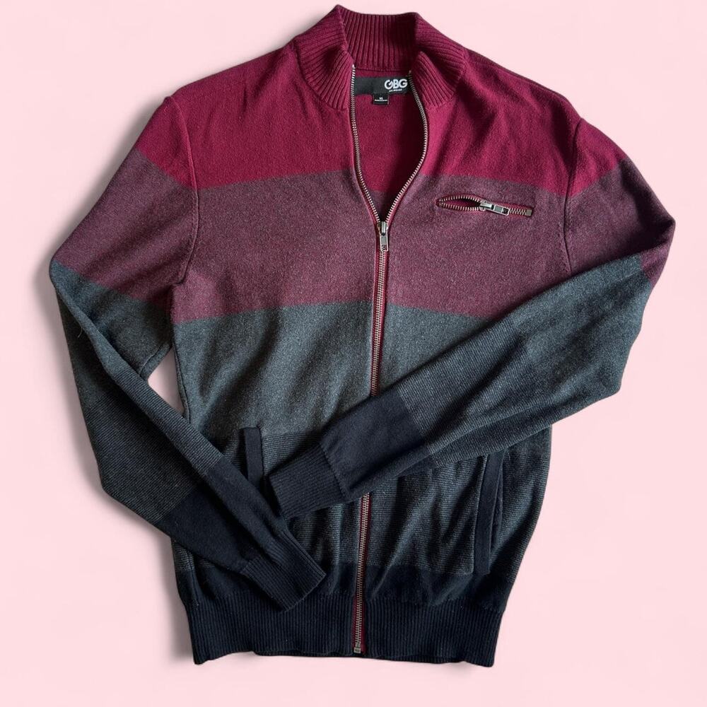 Gbg colorblock zip up cardigan
